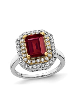 2.30 Carat (Ctw) Lab-Created Ruby Engagement Ring in 14K White Gold with Lab Grown Diamonds for Women