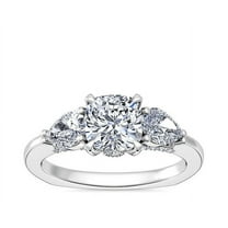 2.30 Carat Cushion Cut Elegant Moissanite 3 Stone Proposal Rings for her Solid 14K White Gold Size 7 by Caratup