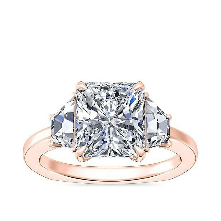 Carat Genuine Radiant Cut Moissanite Stone Engagement Ring