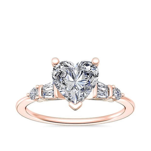 2.30 Carat Heart Cut (D/VVS1) Moissanite Shiny Engagement Ring for Women in Solid 18K Rose Gold Ring Size 11 by Diamond-Capitals