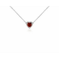 2.30 Carat Heart Shape Real Red Ruby Gemstone and Diamond Beautiful Designer Halo Necklace for Wedding Gift in Solid 14K White Gold With 18 inches Chain