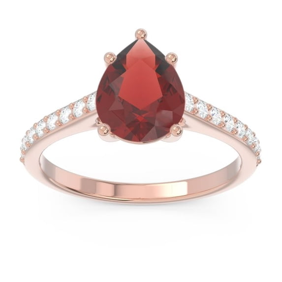 2.30 Carat Natural Diamond Garnet Gemstone Luxurious Engagement Ring for Ladies Solid 14K Rose Gold Size 7 by Diamond-Capitals