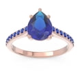 thumbnail image 1 of 2.30 Carat Pear Cut Blue Sapphire Gemstone Luxurious Anniversary Ring for Ladies Solid 14K Rose Gold Size 4.5 by Diamond-Capitals, 1 of 8