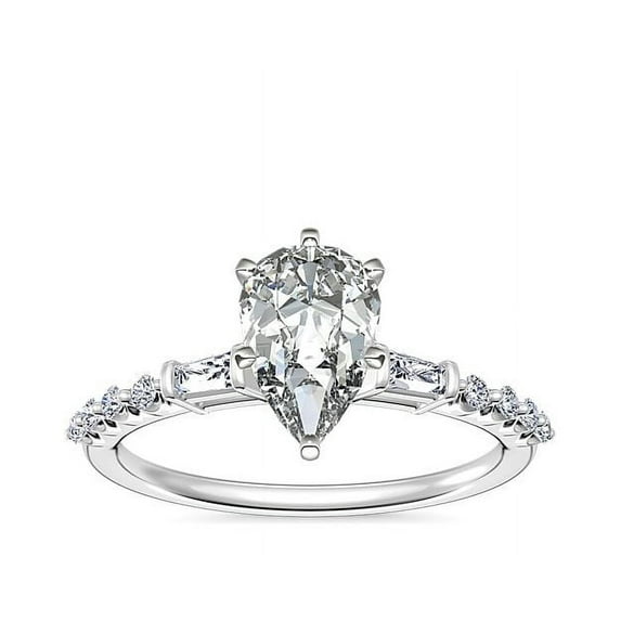2.30 Carat Pear Cut Moissanite Diamond Engagement Ring for Women 18K White Gold Ring Size 5 Fancy Jewellery by Diamond-Capitals