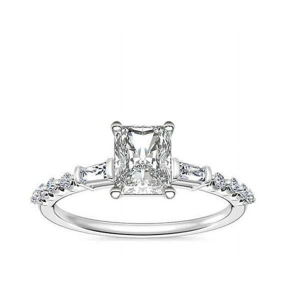 2.30 Carat Radiant Cut Shiny Moissanite Bridal Ring for Fiancee in 18K White Gold Ring Size 8 (D/VVS1) Professional Jewelry by Diamond-Capitals