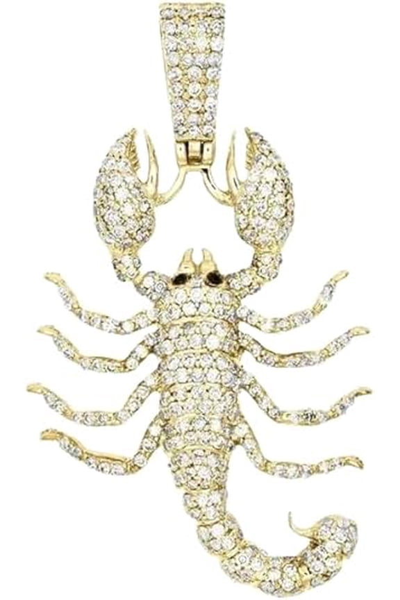2.30 Carat Round Cut Real Moissanite Scorpion Men's Pendant in 14K Yellow Gold Plated 925 Sterling Silver, Diamond Tester Passed