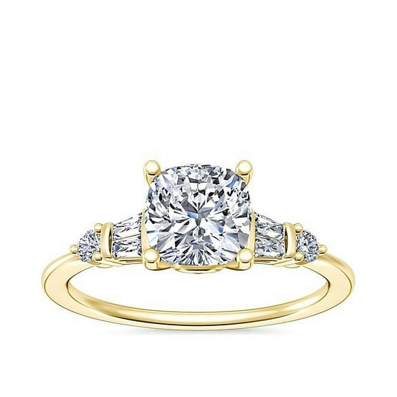 2.30 Carat Stylish Cushion Cut Moissanite Diamond Anniversary Ring for Wife 14K Real Yellow Gold Ring Size 7 by Diamond-Capitals