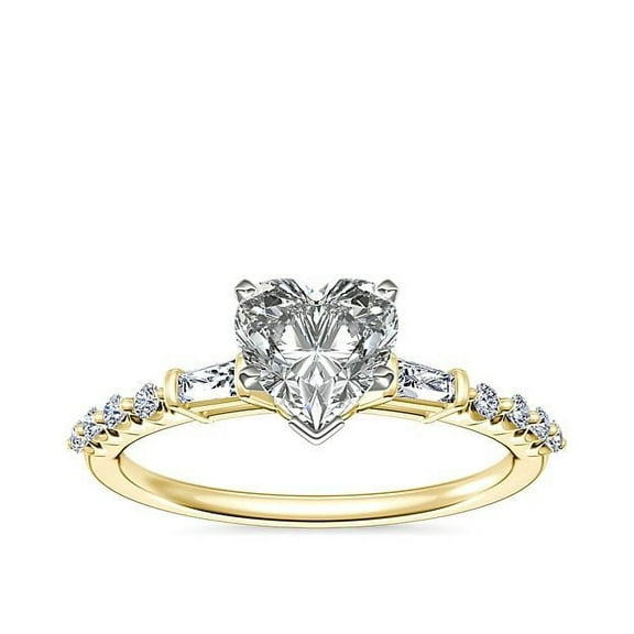 2.30 Carat Unique Heart Shape Moissanite Diamond Engagement Ring for her Solid 14K Real Yellow Gold Ring Size 7 by Diamond-Capitals