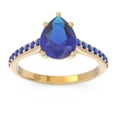 thumbnail image 1 of 2.30 Carat Unique Pear Cut Blue Sapphire Gemstone Engagement Ring for Ladies Solid 18K Yellow Gold Size 5.5 by Diamond-Capitals, 1 of 8