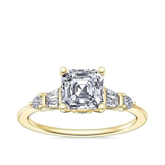 2.30 Ct Latest Design Asscher Cut (D/VVS1) Moissanite Diamond Ring for Proposal Gift 18K Yellow Gold Ring Size 7 Fine Wedding Rings by Diamond-Capitals