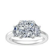 2.30 Ct Radiant Cut Stylish Moissanite 3 Stone Anniversary Ring in Solid 14K White Gold Size 7 by Caratup
