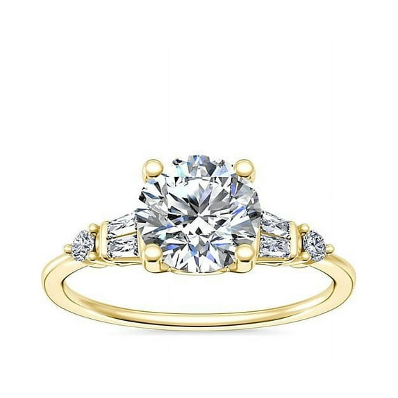 2.30 Ct Round Cut Shiny (D/VVS1) Moissanite Bridal Ring for Women Solid 14K Yellow Gold Ring Size 6.5 by Diamond-Capitals