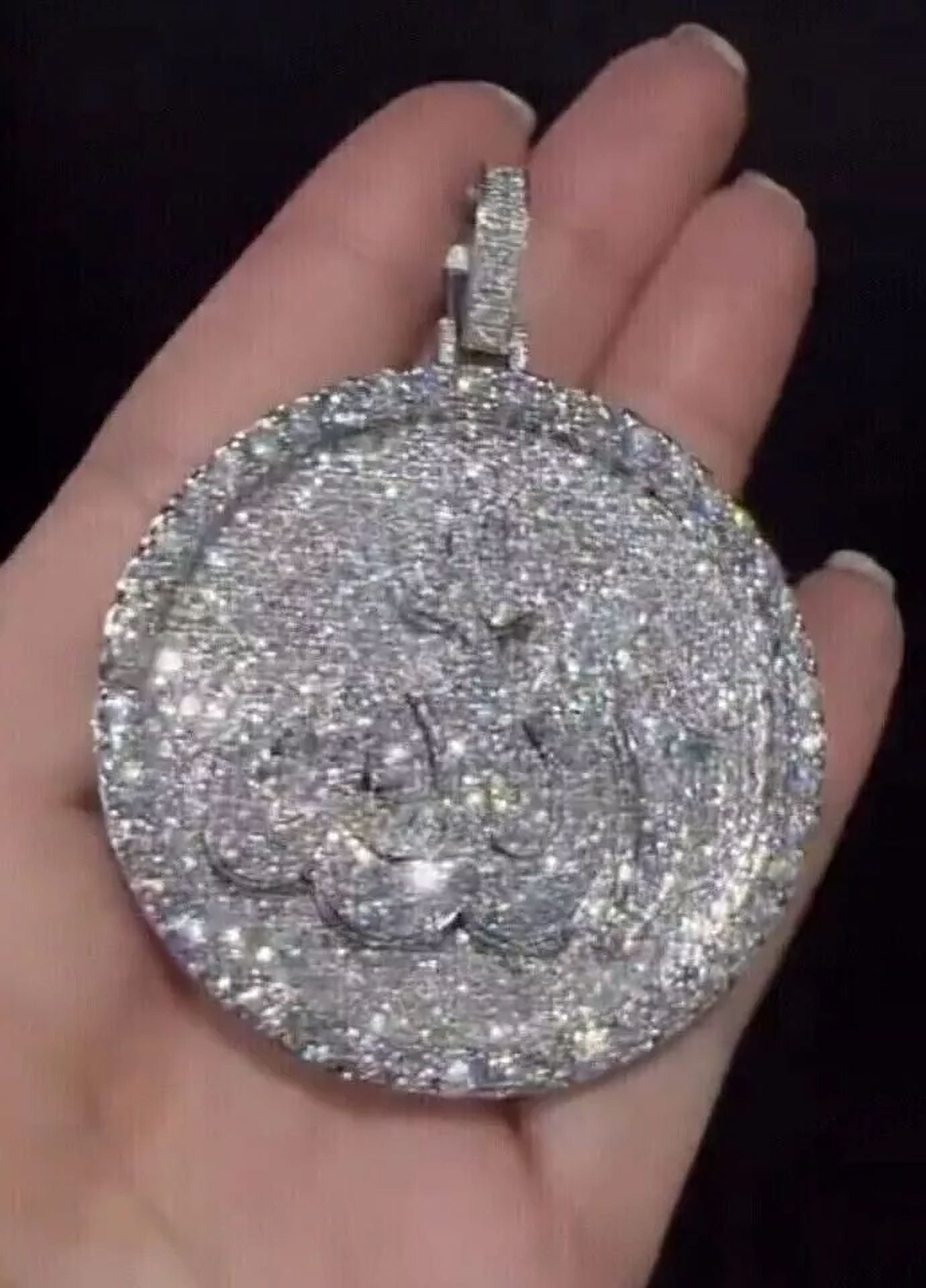 SIDDHESHWARJEWELS 2.30 Ct Round Cut White Lab-Created Diamond Men's Customize Pendant 14K White Gold Plated