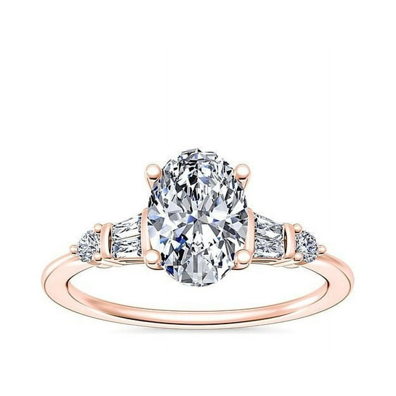 2.30 Ct Shiny Oval Cut (D/VVS1) Moissanite Promise Ring for her in 18K Rose Gold Ring Size 7.5 Fine Jewelry Gifts by Diamond-Capitals