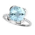 thumbnail image 1 of 2.30 Ct. Ttw Diamond And Cushion Cut Aqumarine Ring In 10K White Gold, 1 of 7