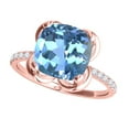 thumbnail image 1 of 2.30 Ct. Ttw Diamond And Cushion Cut Blue Topaz Ring In 10K Rose Gold, 1 of 7