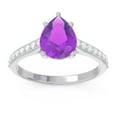 thumbnail image 1 of 2.30 T.C.W Natural Diamond Amethyst Gemstone Trendy Wedding Ring for her Solid 14K White Gold Size 5.5 by Diamond-Capitals, 1 of 8