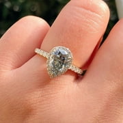 GIMELIS 2.30 TW Pear Blue Moissanite Engagement Ring, Heavenly Halo Wedding Ring, Cyan Blue Moissanite Ring, Ring for Women, Anniversary Gift Ring