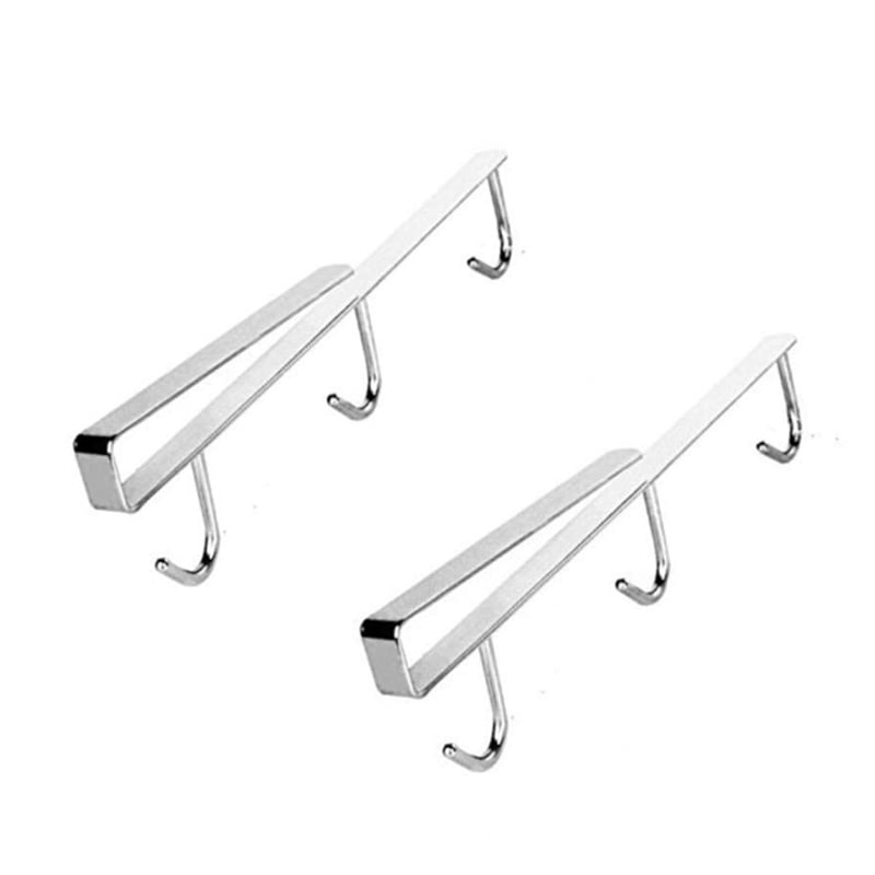 2 304 Stainless Steel Mug Rack with 6 Hanging Hooks(Silver)