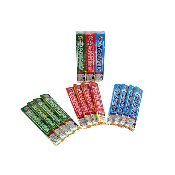 2,304pc #10 Colored Sparklers, Red - Green - Blue, 24 packages of 16 boxes of 8 sparklers