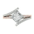 thumbnail image 1 of 2.3075 ctw Solitaire with Zirconia Diamond Accents Anniversary Ring for Women | Princess Cut Moissanite | Hyperallergenic Solid 18K White/Rose Gold, 1 of 5