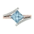 thumbnail image 1 of 2.3075 ct Princess Cut Natural Aquamarine Solitaire with Simulated Diamond Accents 18K White/Rose Gold Womens Engagement Ring, 1 of 4
