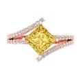 thumbnail image 1 of 2.3075 ctw Solitaire with Zirconia Diamond Accents Anniversary Ring for Women | Princess Cut Natural Citrine | Hyperallergenic Solid 14K Rose Gold, 1 of 5