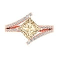 thumbnail image 1 of 2.3075 ct Princess Cut Natural Morganite Solitaire with Simulated Diamond Accents 18K Rose Gold Womens Engagement Ring, 1 of 6