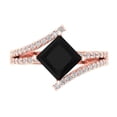 thumbnail image 1 of 2.3075 ct Princess Cut Natural Onyx Solitaire with Simulated Diamond Accents 14K Rose Gold Womens Engagement Ring, 1 of 6