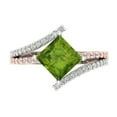 thumbnail image 1 of 2.3075 ct Princess Cut Natural Peridot Solitaire with Simulated Diamond Accents 14K White/Rose Gold Womens Engagement Ring, 1 of 5