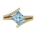thumbnail image 1 of 2.3075 ct Princess Cut Natural Sky Blue Topaz Solitaire with Simulated Diamond Accents 18K Yellow Gold Womens Engagement Ring, 1 of 5
