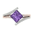 thumbnail image 1 of 2.3075 ct Princess Cut Simulated Alexandrite Solitaire with Simulated Diamond Accents 14K White/Rose Gold Womens Engagement Ring, 1 of 5