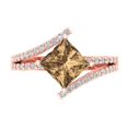 thumbnail image 1 of 2.3075 ct Princess Cut Simulated Champagne Diamond Solitaire with Simulated Diamond Accents 14K Rose Gold Womens Engagement Ring, 1 of 5