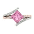 thumbnail image 1 of Clara Pucci 14K White/Rose Gold Solid Gold Pink Solitaire with Accents Anniversary Ring for Women - 2.3075 cttw Princess Cut, 1 of 8