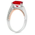 thumbnail image 1 of 2.3075 ct Princess Cut Simulated Ruby Solitaire with Accents Engagement Ring for Women in 14K White/Rose Gold, 1 of 2