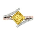 thumbnail image 1 of 2.3075 ct Princess Cut Simulated Yellow Diamond Solitaire with Simulated Diamond Accents 14K White/Rose Gold Womens Engagement Ring, 1 of 5