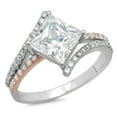 thumbnail image 1 of 2.3075 ct Princess Cut White Sapphire Solitaire with Simulated Diamond Accents 14K White/Rose Gold Womens Engagement Ring, 1 of 5