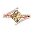 thumbnail image 1 of 2.3075 ct Princess Cut Yellow Moissanite Solitaire with Simulated Diamond Accents 18K Rose Gold Womens Engagement Ring, 1 of 4