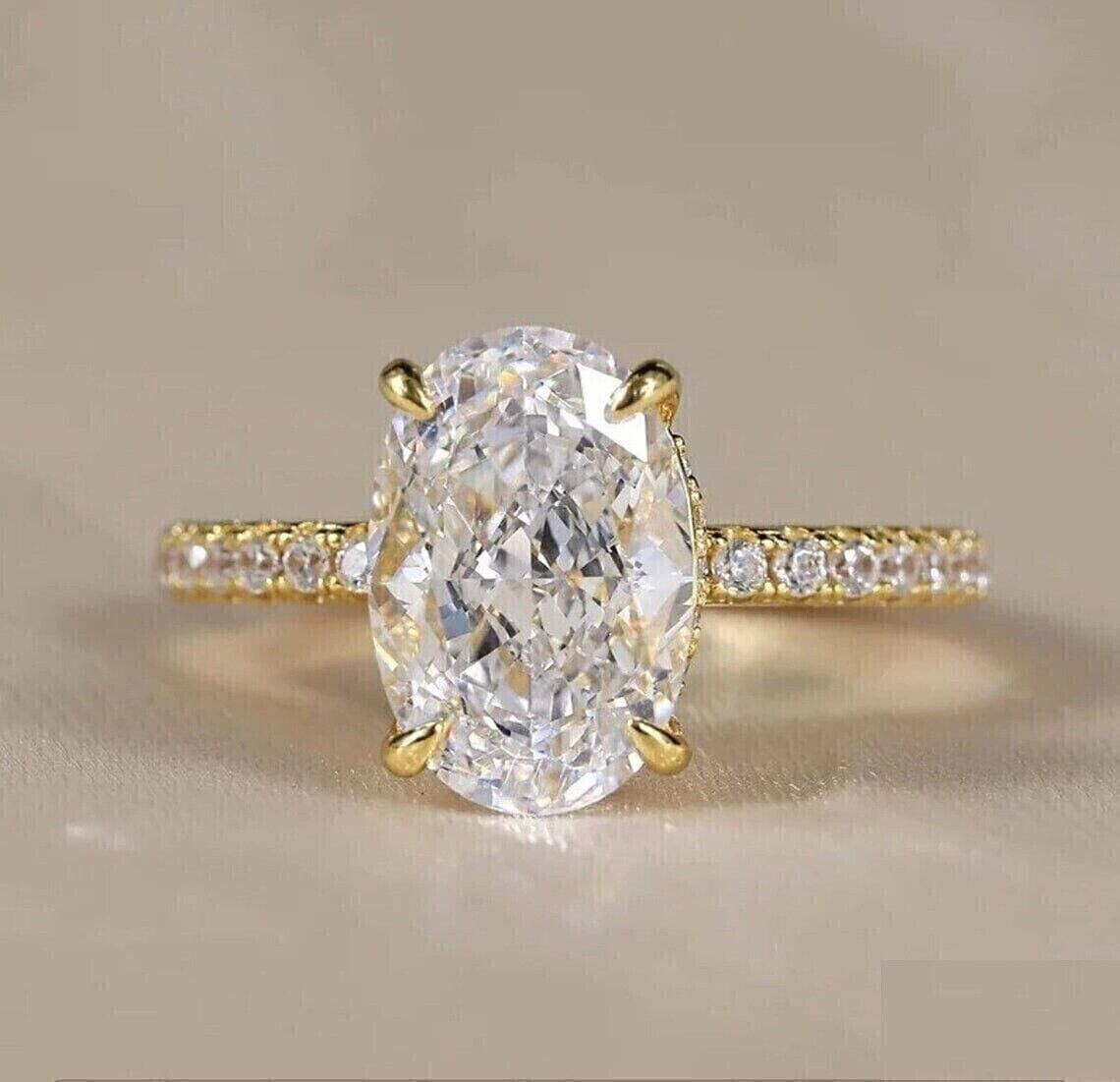 2.30Ct Oval Cut Moissanite(VVS1/D) 14K Yellow Gold Solitaire Ring for Women Gifts/Wedding/Engagement
