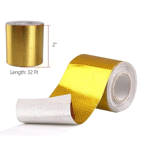 2" 30FT Gold Heat Reflective Intake Tape Wrap: Self Adhesive, High Temp