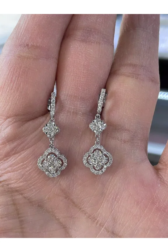 2.30TCW Round Cut Lab-Created Diamond Women's Drop Dangle Earrings Real 925 Sterling Silver