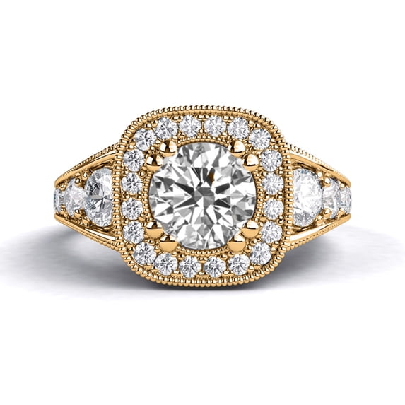 2.30ctw Lab Created White Sapphire and Diamonds Ring Rose Gold 14K Art Deco Round