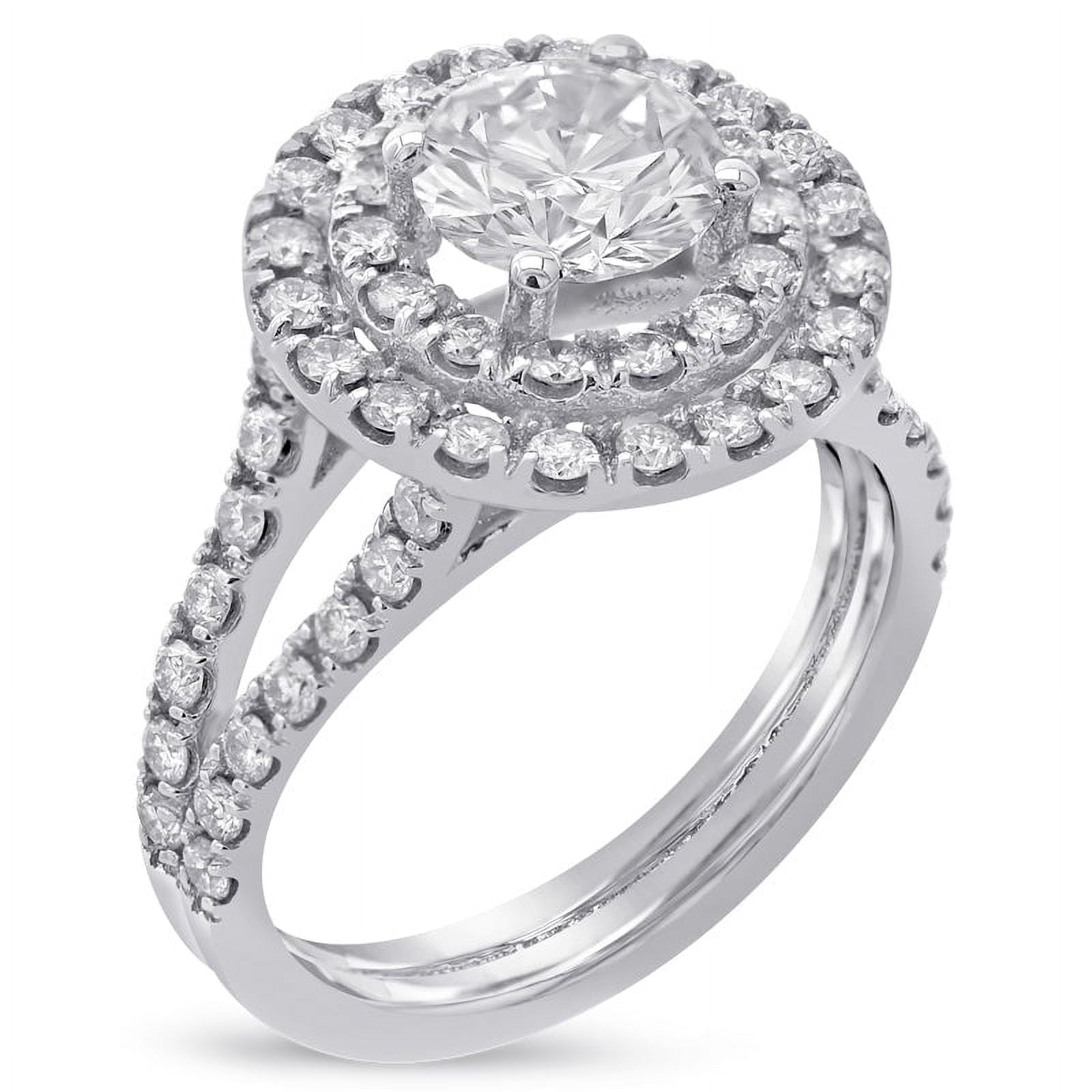 2.30ctw Round Cut Double Halo Split Shank Diamond Engagement Ring R181 ...