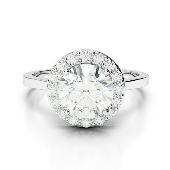 2.32 Ct Brilliant Cut Round Natural Moissanite Wedding Rings for her Fine 18K White Gold