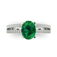 thumbnail image 1 of Solitaire with Accents Engagement Ring for Women - 2.32ct Simulated Emerald in 14K White Gold Promise Ring, 1 of 7