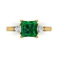 thumbnail image 1 of Three-Stone Engagement Ring for Women - 2.32ct Simulated Emerald in 14K Yellow Gold Promise Ring, 1 of 8
