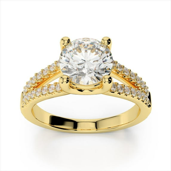 2.32 Ct Solitaire Round Natural Moissanite Engagement Rings for Women Solid 18K Yellow Gold