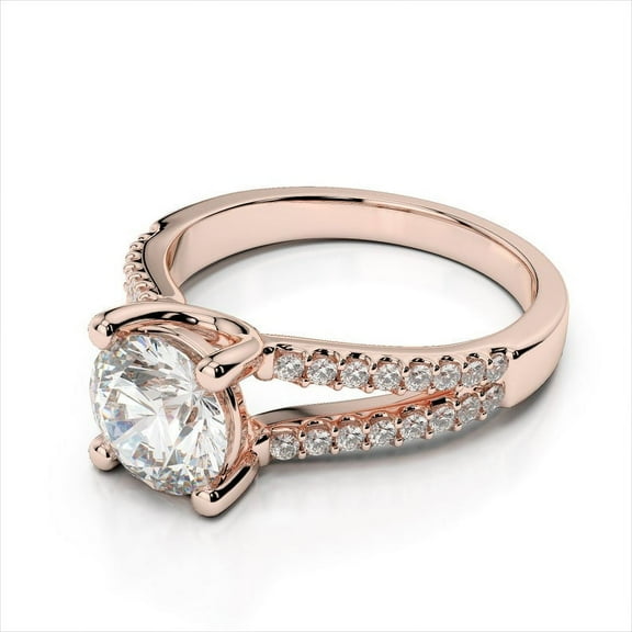 2.32 Ct Wonderful Round Natural Moissanite Diamond Engagement Rings For Women Fine 14K Rose Gold