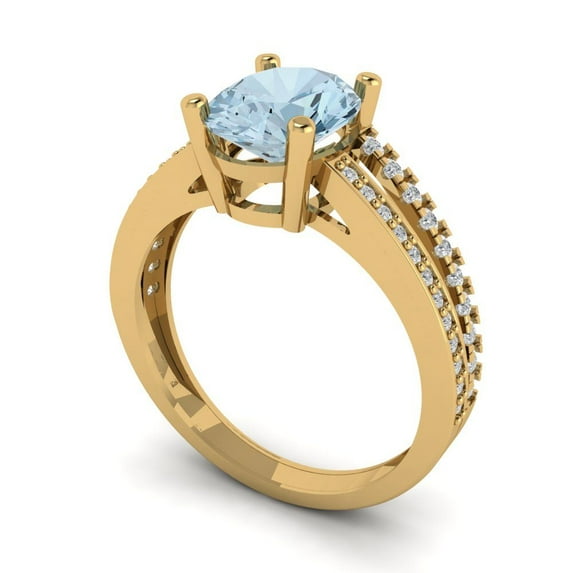 2.32 ct Brilliant Oval Cut VVS1 Clear Zircon 18K Yellow Solid Gold Solitaire with Accents Wedding Bridal Anniversary Engagement Ring size 7.25