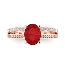 Solitaire with Accents Engagement Ring for Women - 2.32ct Simulated Pink Tourmaline in 18K Rose Gold Promise Ring